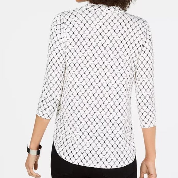 Charter Club Petite Lattice Pleated V-Neck Top Created for Macy's - Picture 2 of 11